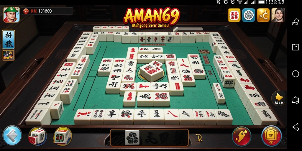 Tampilan menarik dari gameplay AMAN69 di dalam aksi Mahjong.