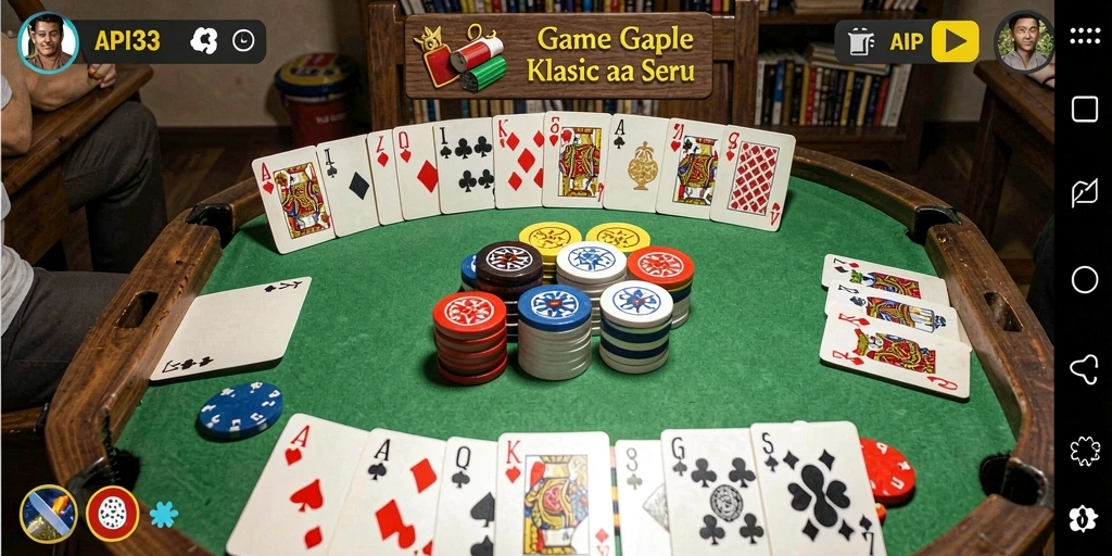 Screenshot gameplay API33 yang menunjukkan keseruan bermain Gaple.