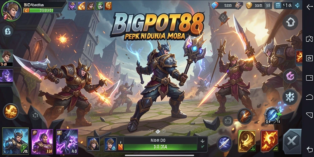 Screenshot gameplay BIGPOT88 dengan pertempuran seru di arena MOBA.