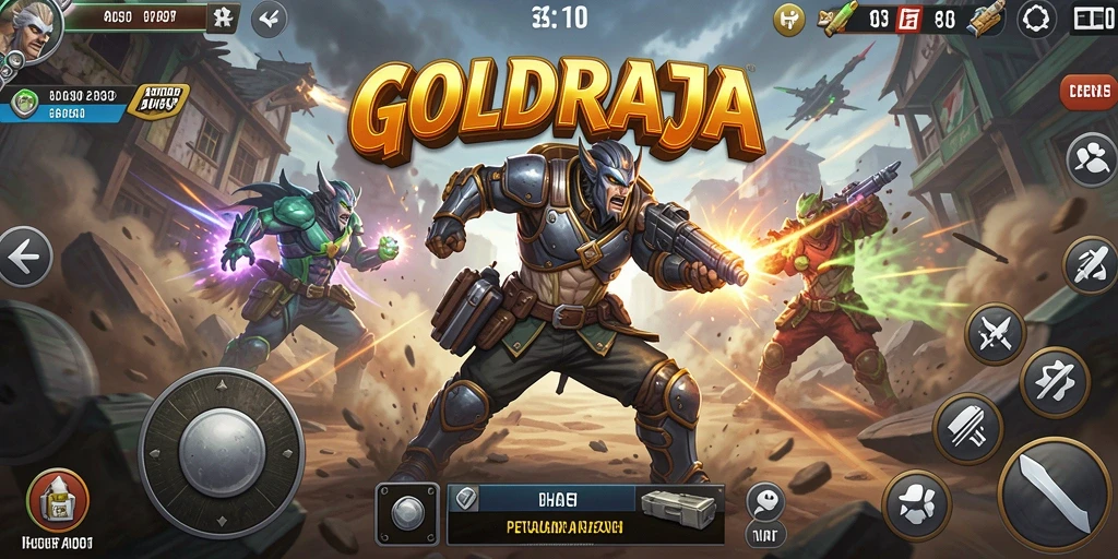 Tampilan gameplay aksi yang menegangkan dari GOLDRAJA.