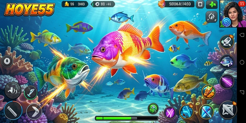 Tampilan gameplay seru dalam game Tembak Ikan HOYE55.