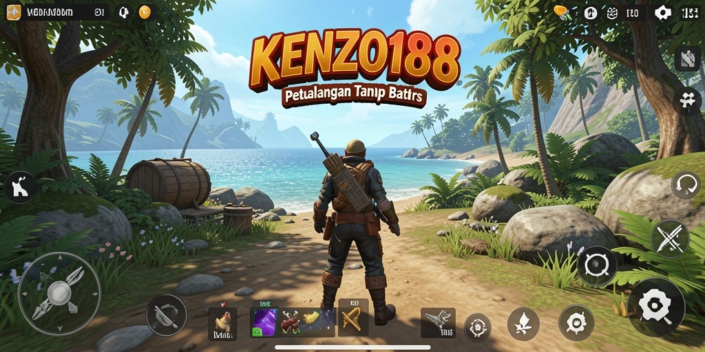 Screenshot KENZO188 menampilkan pemain dalam dunia terbuka yang luas.