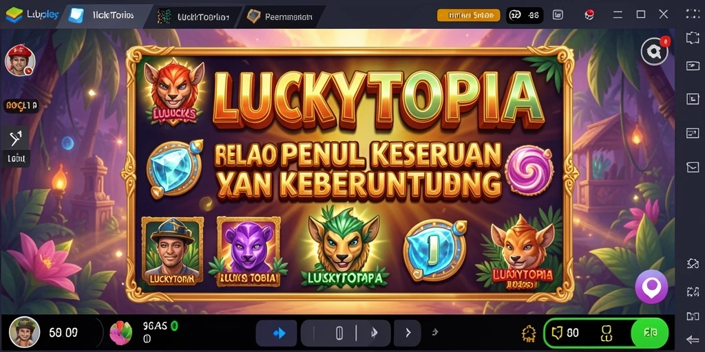 Tangkapan layar menunjukkan gameplay Slot yang mendebarkan di LUCKYTOPIA.