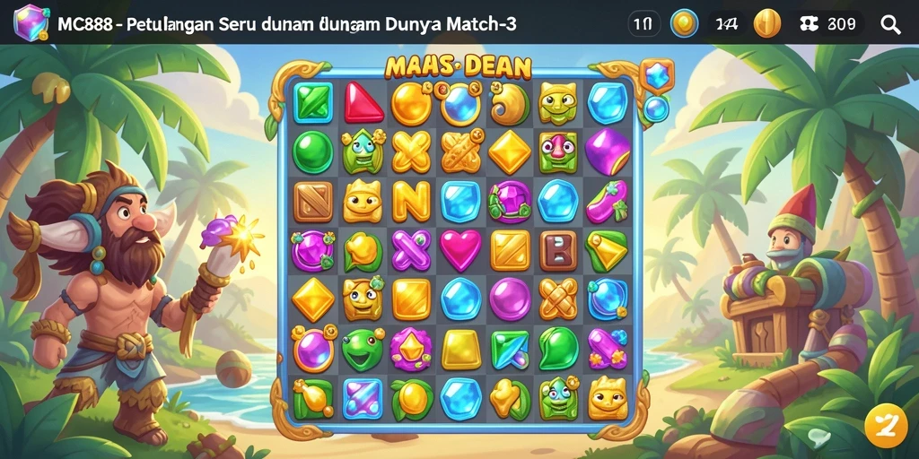 Tampilan gameplay seru di MC888 dengan tantangan Match-3 yang menakjubkan.