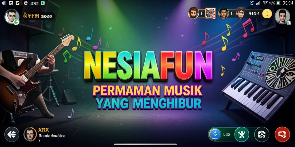 Tampilan gameplay NESIAFUN yang menarik dengan alat musik beragam.