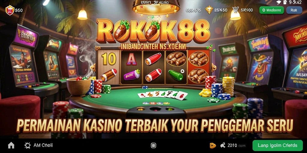 Screenshot utama ROKOK88 menampilkan gameplay seru permainan Kasino.