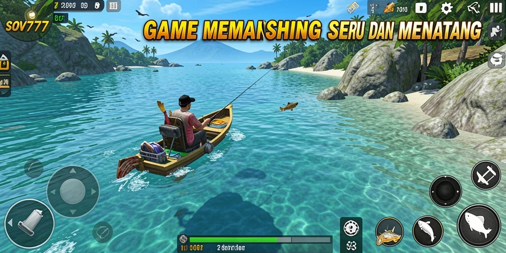 Tampilan gameplay memancing yang mendebarkan dan menyenangkan.