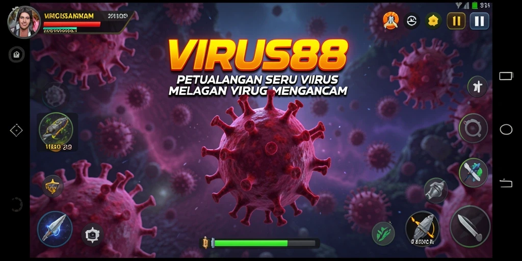Screenshot menunjukkan momen mendebarkan dalam game VIRUS88.